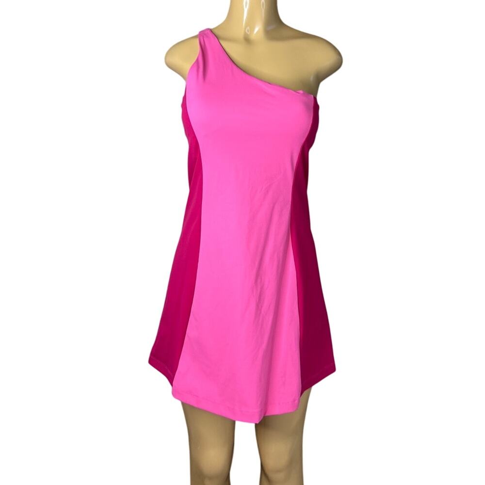 Outdoor Voices One Shoulder Sleeveless Dress Azalea Ruby SZ Medium